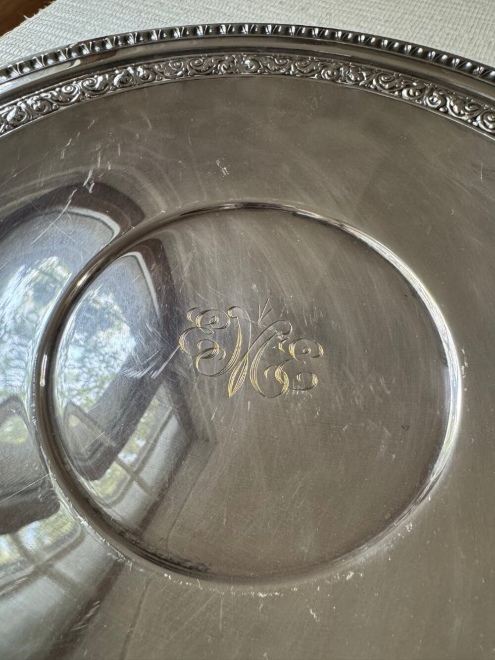 Reed & Barton Silverplate Charger Plate | Engraved Monogram